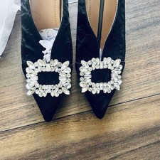 Ladies Black Diamonte Slip On