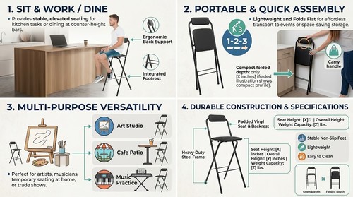 Tall folding bar stool - folding,