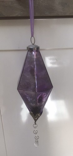 Large heavy purple glass tear - heavy,