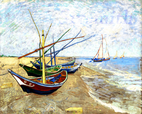 Fishing boats the beach - at,