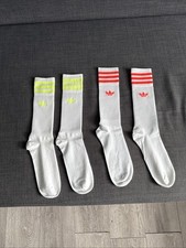 Adidas Solid Crew Socks, 2 Pairs Of Socks, Neon Yellow And Red, Sz 11-12.5, 