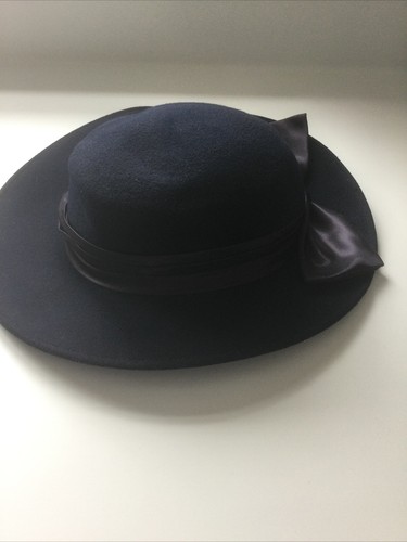 Navy blue wool hat wedding - wool,