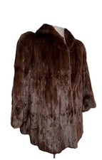 MARSHALL & SNELGROVE 1930'S BROWN FUR JACKET CHRISTMAS SKI WINTER VINTAGE SIZE M