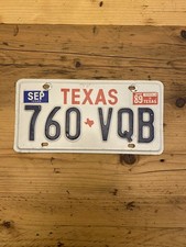 Vintage Texas 1989 US Car License Plate 760 VQB