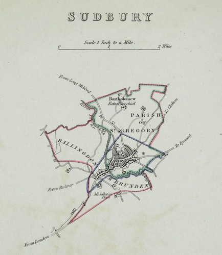 Antique map sudbury - map,