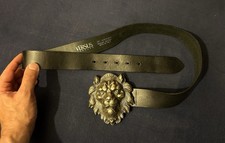 Versace Versus Black Lion Head Real Leather Belt 95-110 cm