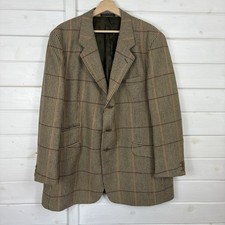 JOHN G HARDY Tweed Blazer Mens Size 46 Beige Wool Check Sport Jacket Vintage