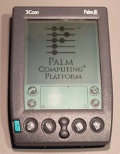 A used Palm III Organizer bundled with Macintosh Palm Pilot desktop software