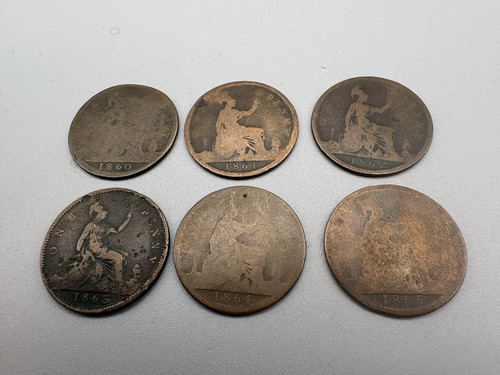 Victorian one penny coins - victorian,