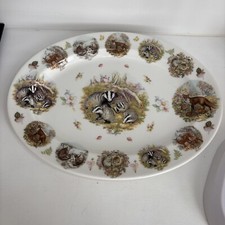 Vintage Large Wildlife Serving Platter Plate Badgers,foxes,deer,hedgehogs Etc