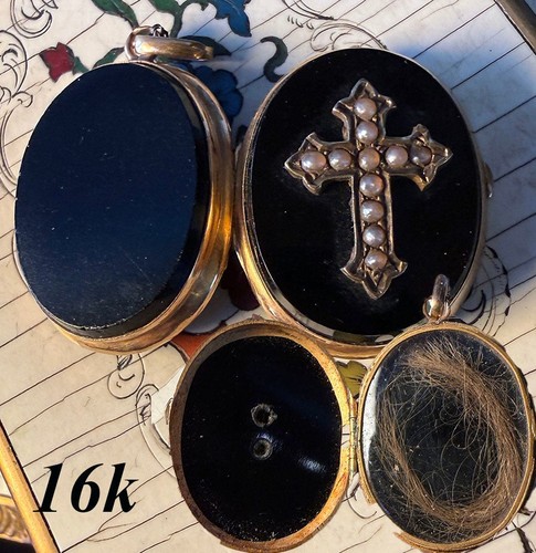 Antique 16k gold mounted onyx - mounted,