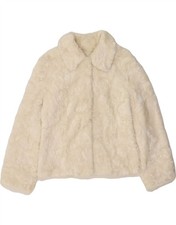 PERUZZI Womens Faux Fur Jacket UK 14 Medium White Acrylic BH01