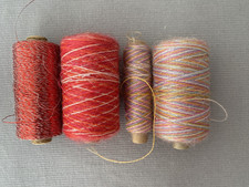 Mixed Lot Space Dyed Pink Red Wool 2/36 Weaving Yarn and Red Lurex Thread Craft