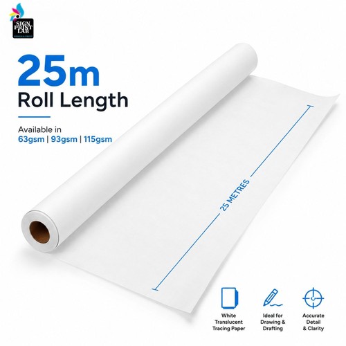 Tracing paper roll metres - roll, 25