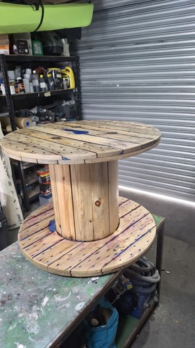 Round wooden cable spool - round,