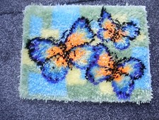home made Latch Hook small Completed rug Kit butterfly Latch Hook  completed