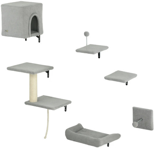 Pawhut piece cat wall - 6-piece,