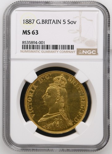 1887 gold five pounds - five,