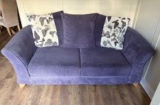 DFS Purple 3 Seater Pillow Back Sofa