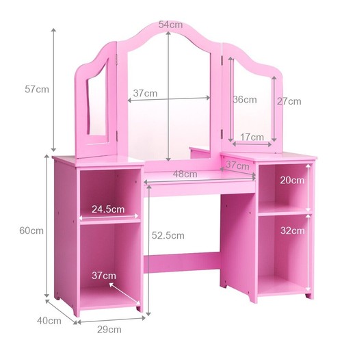 Pink vanity table for kids - pink,