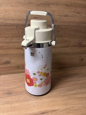 Vintage white Floral Air Pot Pump Dispenser Thermos Retro Whale Brand. sh28