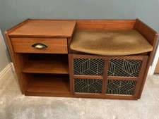 Retro Vintage Nathan Teak Telephone Seat Chair Hall Entrance Mid Century