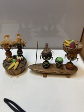 Wood Carving Figurines Tiki Mid Century MCM Kitsch