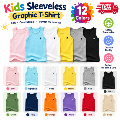 Girls kids sleeveless - kids, t-shirt