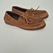 ROCKPORT Boat Shoes 8 Brown Leather Men's Deck Classic Casual Non-Marking Sole