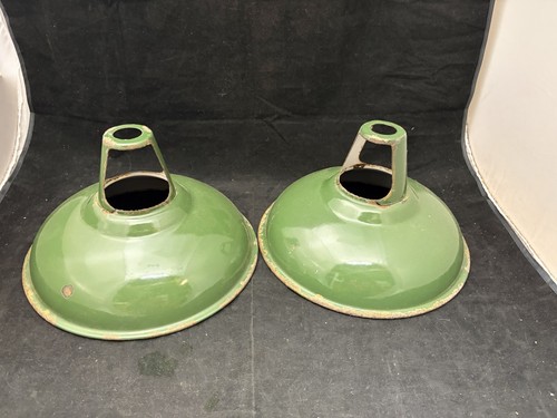 Pair vintage green enamel - green,