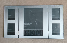 Rectangular Brushed Steel Hinged Multi Portrait Photo Frame