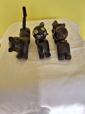 Vintage wooden toy cats 1930'S, articulated, one has been restored
