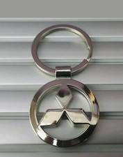 MITSUBISHI 3D CHROME CAR LOGO KEYRING KEYCHAIN OUTLANDER L200 PAJERO