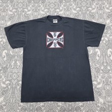 West Coast Choppers Vintage Cross T-shirt Size Large Black White Logo Print Tee 
