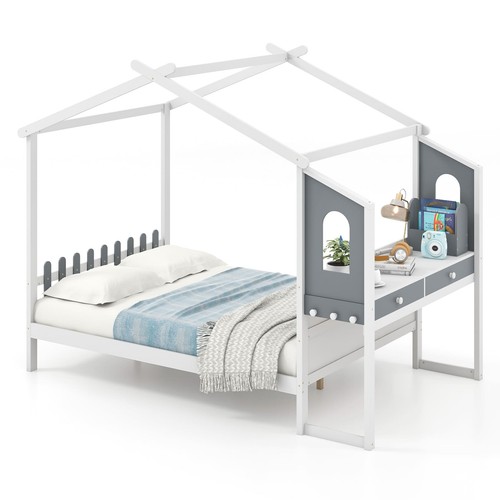 Double house bed wood - house,