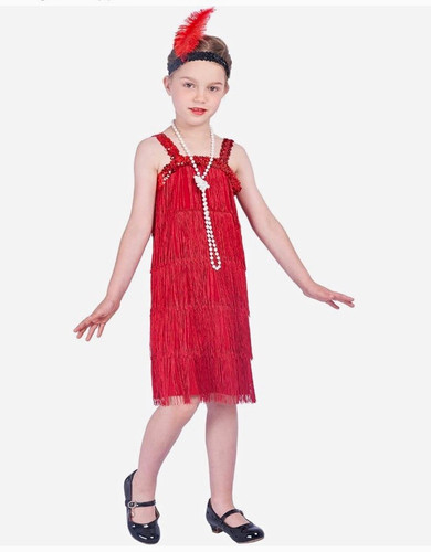 Girls red 1920s flapper sequin - girls,