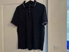 Men's Marks & Spencer Limited Edition navy polka dot polo shirt large