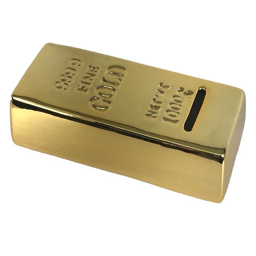 Ceramic gold bar piggy bank - ceramic,