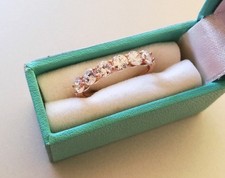 9CT YELLOW GOLD Diamonique  6 Stone Band Ring - N