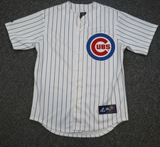 Vintage Chicago Cubs Jersey Medium White Majestic Baseball MLB Pinstripe 90s