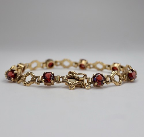 9ct yellow gold garnet tennis - 9ct,