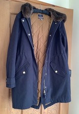 JOULES WOMENS PIPER PARKA WITH FAUX FUR HOOD NAVY Size 14 rrp£199. NWOT
