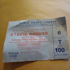 Stevie Wonder & Wonderlove 30 June 1984 Earls Court London  Ticket motown 