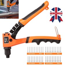 Heavy Duty Hand Riveter Rivet Plier Gun Kit with 150 Rivets 4 Nozzle Head Size