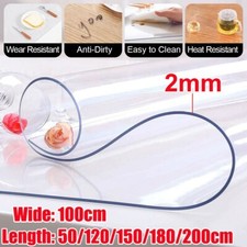 2mm Thick Clear Tablecloth Transparent Vinyl PVC Table Protector Plastic Cover