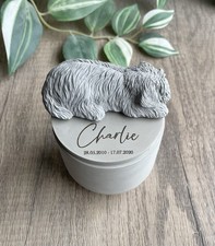 Personalised Shih Tzu Dog Urn / Handmade Concrete Pet Ashes Memorial