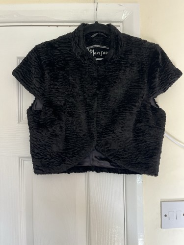 Monsoon black faux fur bolero - black,