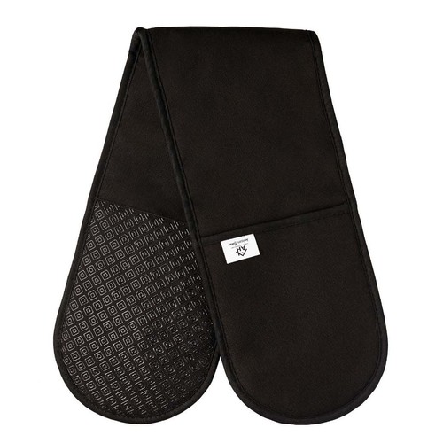 Black double oven gloves heat - black,