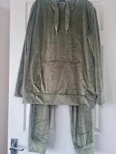 PEP&CO Mid Green Velour Set Hooded Long Sleeved Top/Matching Bottoms. XXL BNWOT.