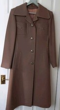Ladies Coat Pure New Wool  - Full Length Taupe Beige Light Brown Size 14